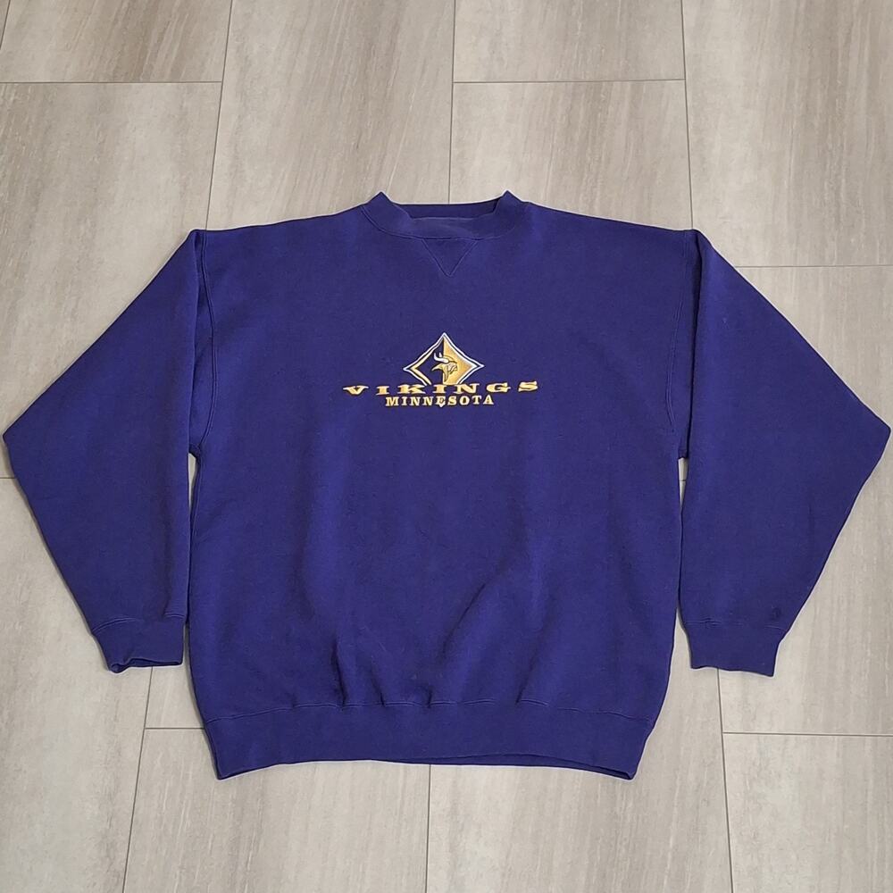 Vintage Minnesota Vikings NFL Football Purple Crewneck 1990s Sweatshirt Mens L